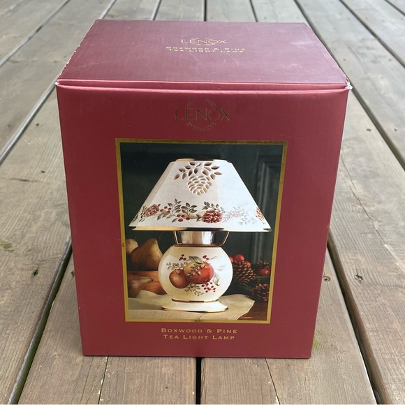 Lenox Boxwood & Pine Pattern Tea Light Lamp Candle Holder in Original Box - Picture 2 of 15